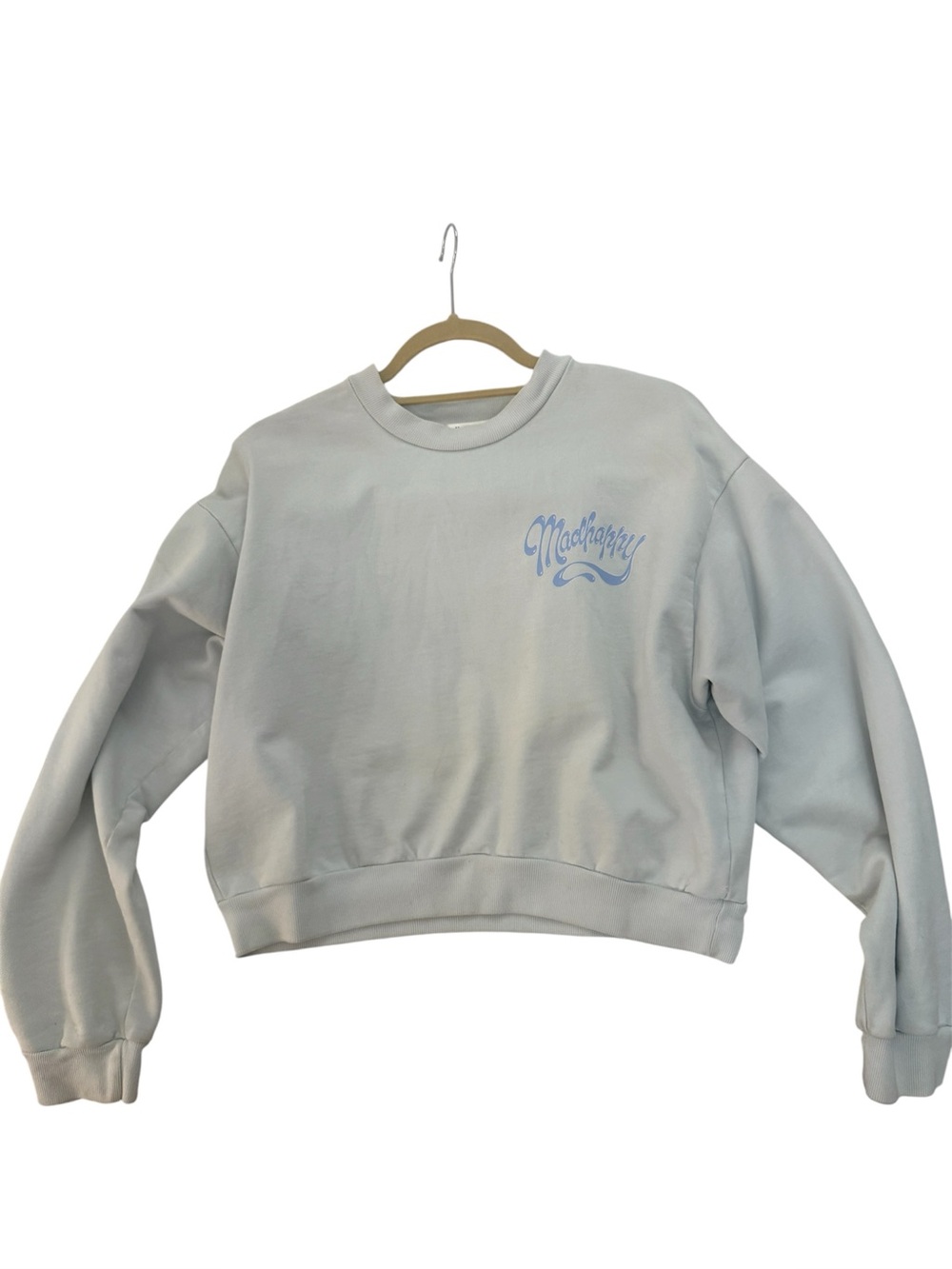 Madhappy Light Blue Cropped Crewneck Sweatshirt — Size Small